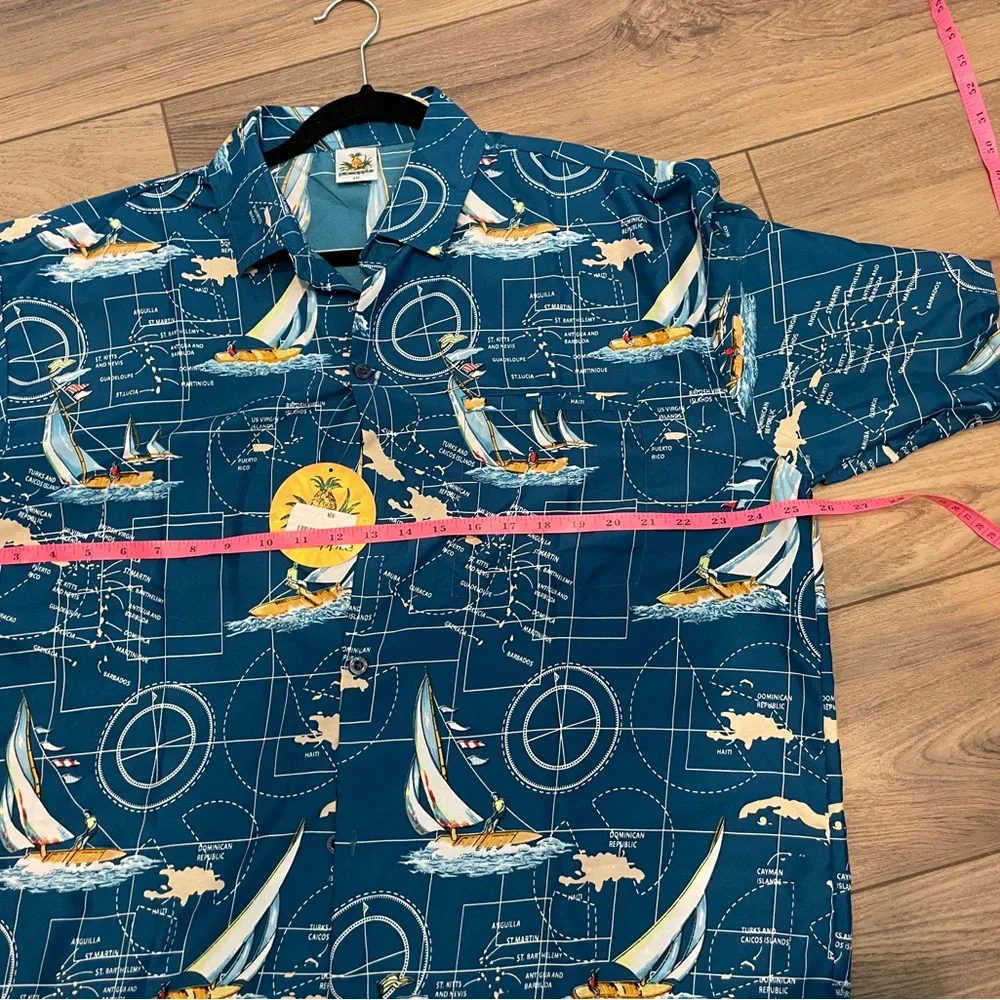 Blue Nautical Print Men's Shirt by pineapple size XXL - Picture 6 of 6